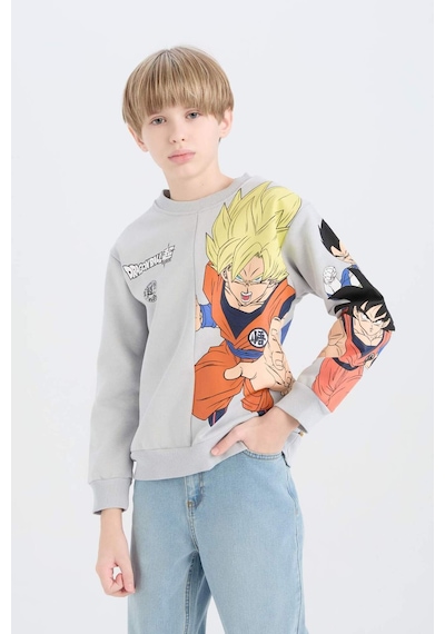 DeFacto Erkek Çocuk Dragon Ball New Bisiklet Yaka Sırt Baskılı Kalın Sweatshirt D6814A824WNGR297
