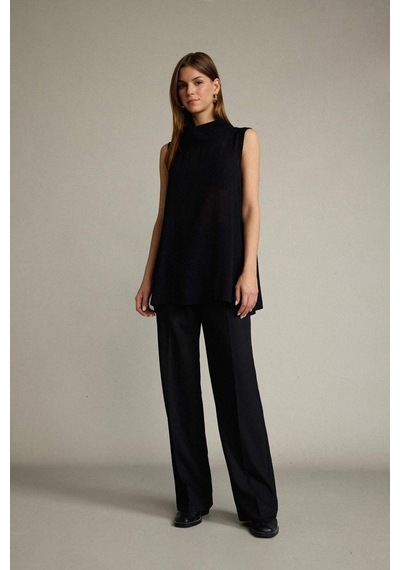 Defacto Relax Fit Balıkçı Yaka Twill Kolsuz Bluz G0239ax25smbk81 Siyah