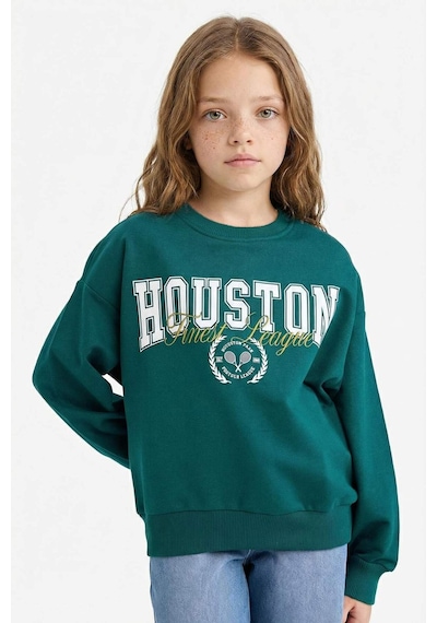 Defacto Kız Çocuk Relax Fit Bisiklet Yaka Baskılı Sweatshirt E8894a825augn1116 Yeşil