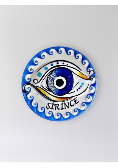 Şirince Temalı Polyester Kabartmalı Nazar Magnet Çap: 7 Cm Dekoratif Hediyelik Buzdolabı Süsü Kod:1218