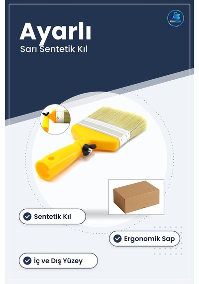 Ayarlı Saplı Boya Fırçası Sarı Sentetik Kıl Ergonomik Tutuş Dış İ