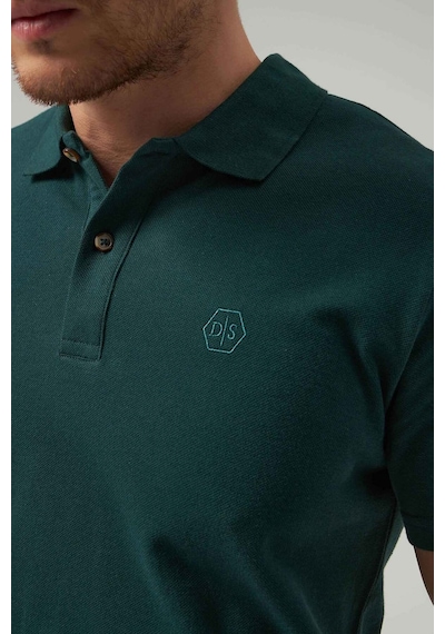 D's Damat Ds Damat Regular Fit Haki Pike Dokulu %100 Pamuk Kıvrılmaz Polo Yaka Nakışlı T-Shirt 4HC14ORT51000 Haki