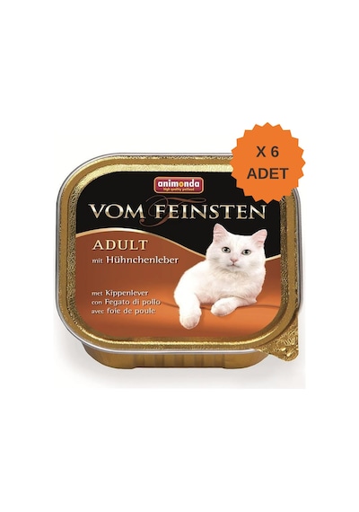 Animonda Vom Feinsten Tavuklu Ve Ciğerli Yetişkin Kedi Konservesi 100gr X 6 Adet