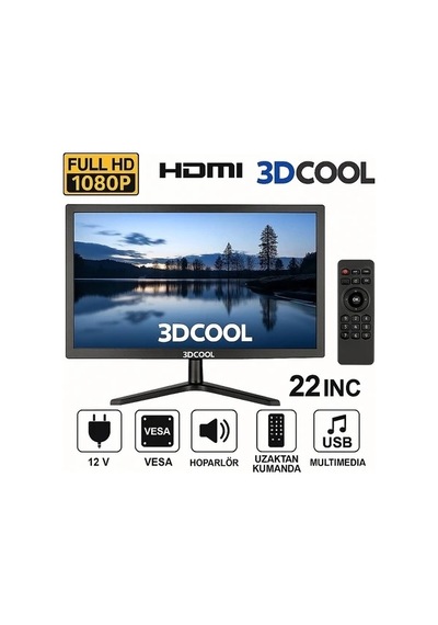 Mellifera 12v 22'' Led 1080p Full Hd Monitör Tv Kumandalı Hdmı,vga,aux,usb
