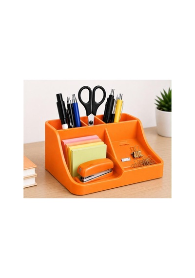 Masa Üstü Kalemlik Organizer 3d Baskı Şık Tasarım Çalışma Masası Organizer 17x13 Cm Turuncu Turuncu