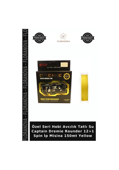 Özel Seri Hobi Avcılık Tatlı Su Captain Dremie Rounder 12+1 Spin İp Misina 150mt Yellow 0.18 mm