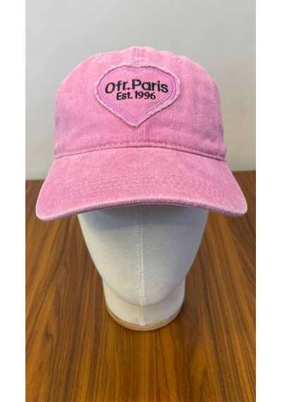 Kalpli Paris Logo Yıkamalı Vintage Eskitme Cap Şapka Pembe