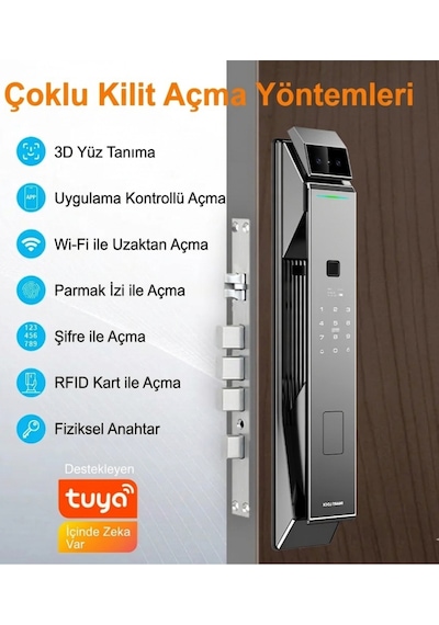 Luxera X9 Pro Akıllı Kapı Kilidi Yüz Tanıma, Parmak İzi, Şifre, Kart Ve Tuya Uygulama Destekli