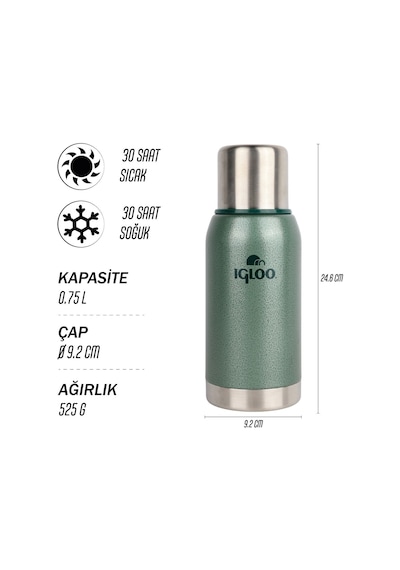 Igloo Legend Klasik Termos Yeşil 750ml 30 Saat Sıcak/30 Saat Soğuk Saklama Yeşil