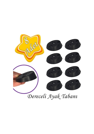 8 Adet Dereceli Ayak Tabanı Siyah Mobilya Masa Sehpa Ayağı Bağlantı Aparatı Açılı Plastik
