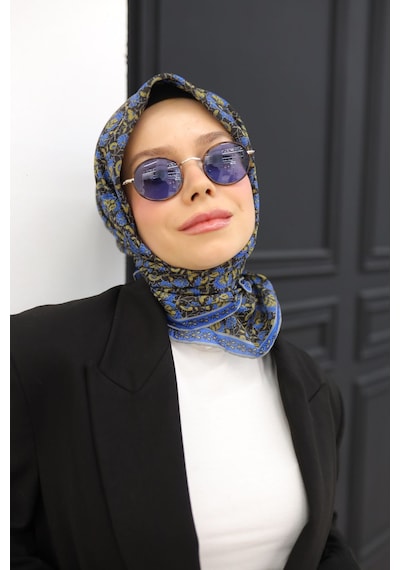 Silk Home Soft Eşarp 73077-06 Siyah, Gök Mavi, Sarı