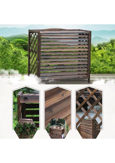 Klima İçin Dış Mekan Gizlilik Çit Perdesi, Bahçe, Veranda Ve Çim İçin Dekoratif Ahşap Muhafaza, 100 X 43 X 94 Cm Diğer