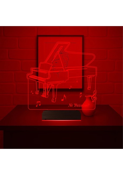 Luvivia Piyano Müzik Piyanist Kişiye Özel 3d Lamba - Masa Gece Lambası V2 Şeffaf