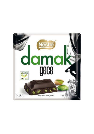 5 Adet Nestle Damak Gece Antep Fıstıklı Bitter Çikolata 60 G