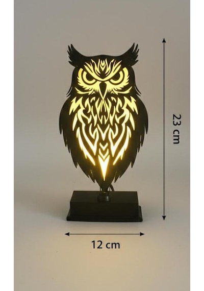 Baykuş Gece Lambası - Dekoratif Baykuş Masa Lambası Mavi