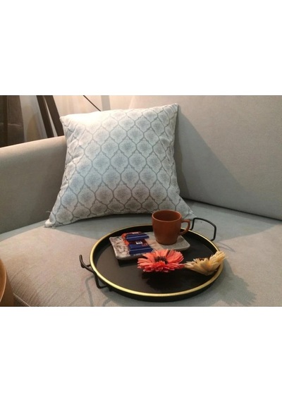 Melisa Damask Baskılı Duck Kumaş Gümüş Kırlent 45 45 Cm - 525 45 x 45