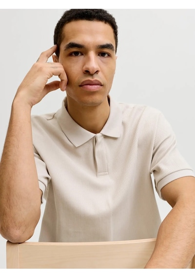 Jack & Jones Jjeharrison Structure Polo Ss Ln Erkek T-shirt-32745 Krem