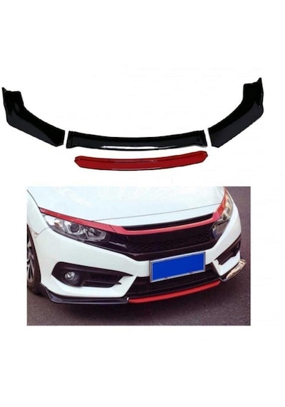 Honda Civic Fc5 Makyajlı Kasa 4 Parça Ön Lip Kırmızı