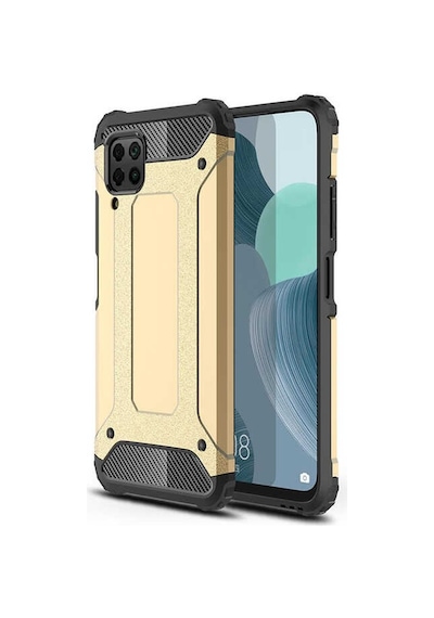 Noktaks - Huawei Uyumlu Huawei P40 Lite - Kılıf Çift Katman Zırh Tank Crash Military Kapak - Gold