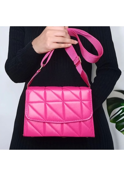 Kapitone Deri Tek Göz Askılı El Omuz Kadın Çantası Pembe Al3847 Pembe