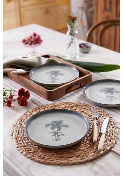 Lexroo Palmiye 4 Parça 21 Cm Pasta Tabağı 80795 Çok Renkli