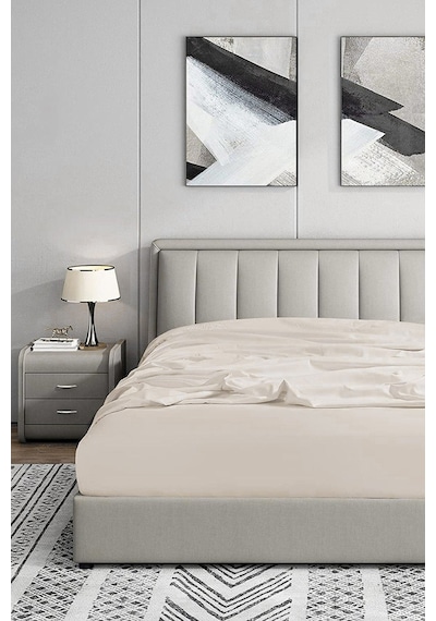 Pamuklu Çift Kişilik Lastikli Çarşaf 160x200 Cm Ekru