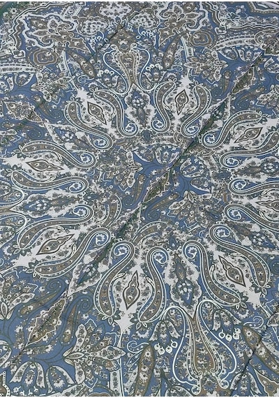Mim Eşarp Mısırlı Eşarpları Büyük Boy Etnik Desenli Eşarp 120x120 Cm Lacivert - Haki
