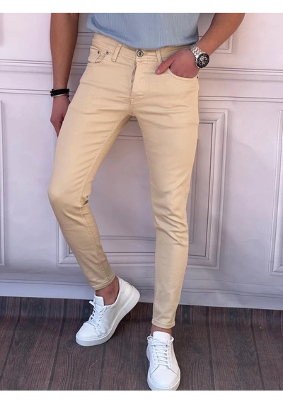 Modefendi Skinyfit Yüksek Kalite Likralı Kot Pantolon Bej