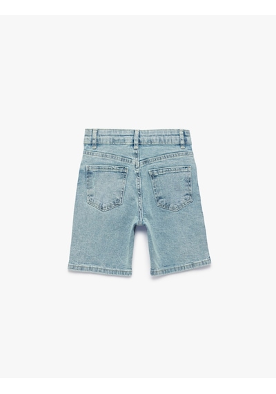 Koton Pamuklu Yıpratılmış Detaylı Düğmeli Cepli Bermuda Denim Şort Açık İndigo 6skb40002td Koton Pamuklu Yıpratılmış Detaylı Düğmeli Cepli Bermuda Denim Şort Açık İndigo 6skb40002td