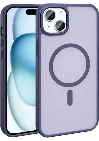 Apple Uyumlu iPhone 13 Kılıf Magsafe Şarj Özellikli Mat Arka Yüzey Redclick Sio Kapak - Koyu Mor