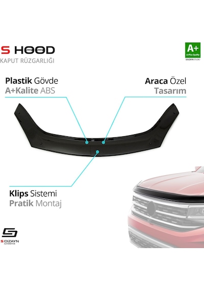 S-dizayn Dacia Sandero Abs Plastik Kaput Rüzgarlığı 2009-2012 A+kalite