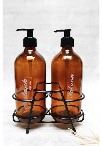Amber 500 Ml Şişe Sıvı Sabun Pompalı Siyah Standlı El Sabunluk Bu