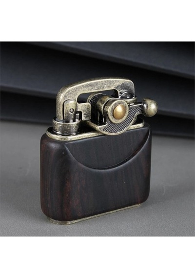 Sm-090t Vintage Benzinli Ahşap Çakmak Siyah Bronz
