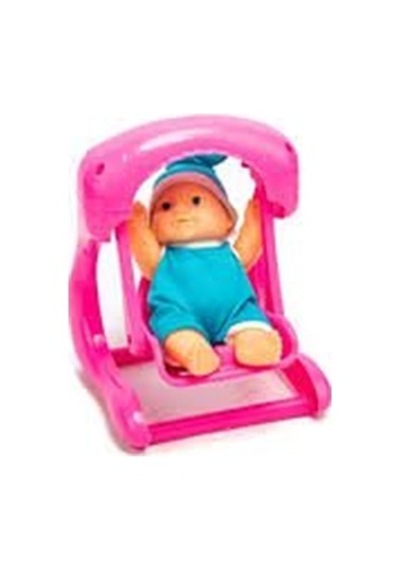 Oyuncak Salıncak Ve Bebek Seti 22 Cm Salıncak, 20 Cm Bebek, Renkli Kıyafetli Mini Bebek Oyuncak