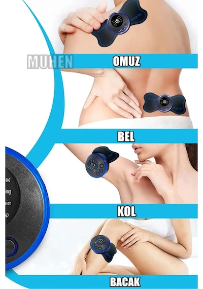 Kas Rahatlatıcı Mini Ems Masaj Bandı 8 Farklı Mod Ve Lcd Ekranlı Şarjlı Elektrikli Kas Stimülatörü Model 68457457