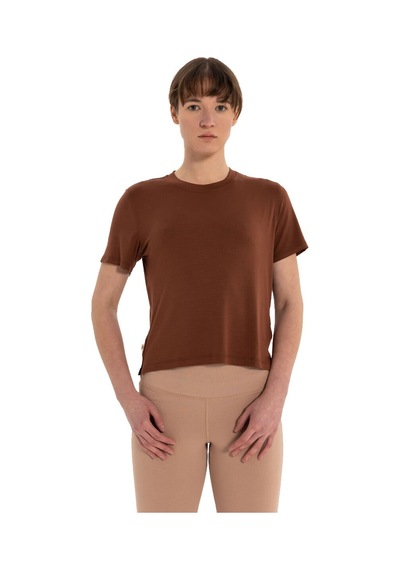 Inguz Modal Bisiklet Yaka Basic Yoga T-shirt Kahverengi