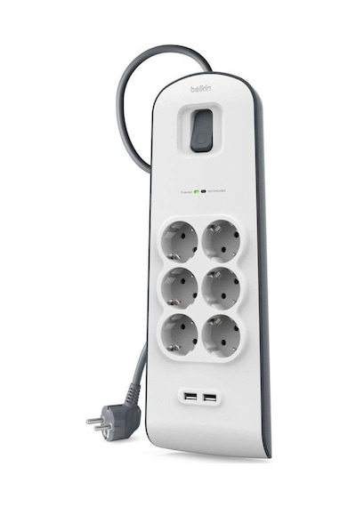 Belkin BSV604VF2M 6 AC Çıkışlı Akım Korumalı Priz 2 Metre Beyaz