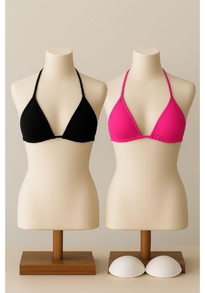 Modi Kadın Siyah Ve Fuşya Minimal Kesim Üçgen Bikini Üstü