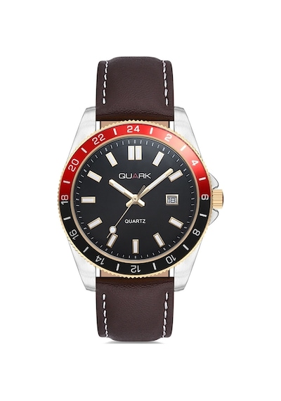 Quark Qc-420bl-2a4 Metal Kasa Deri Kordon Takvimli Erkek Kol Saati Gümüş