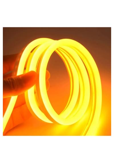 Neon Esnek Şerit Led Amber Renk Su Geçirmez + 220 Volt Fişli Tak Çalıştır 2m
