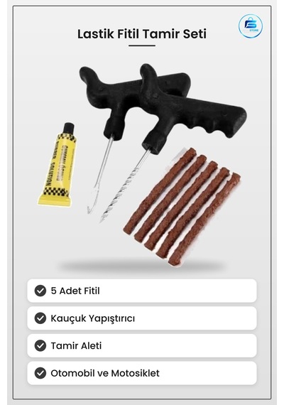 Lastik Fitil Seti 5 Adet Kauçuk Yapıştırıcı İkili Tamir Aleti Ara