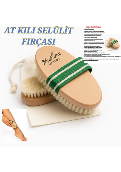 At Kılı Selülit Fırçası Ve At Kılı Yüz Temizleme Fırçası Saklama Kesesi Hediyeli