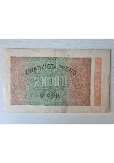 Almanya Berlin Banknot Büyük Boy 9x13 Cm 1923 Tarihli, 20000 Mark Alman