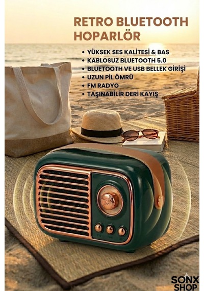 Sonx Nostaljik Retro Bluetooth - Fm Radyo, Usb Ve Bluetooth Kablosuz Hoparlör