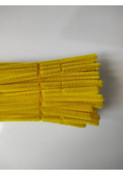 25 Adet Sarı Şönil, Çiçek Yapımına Uygun Tüylü Tel, 30 Cm 6 Mm