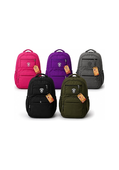 Pembe Sade Görünüm Unisex Ortaokul Ve Lise Okul Çantası Suya Dayanıklı, Ortopedik, 5 Zincir+laptop B