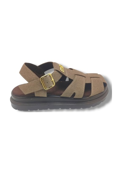 Şanzelize K805-26 Süet Tokalı Anatomik Taban Kadın Sandalet Vizon