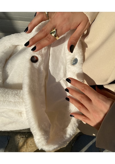 Luluyen Peluş Çanta 2025 Sonbahar Kış Sezonu Yeni Moda Beyaz