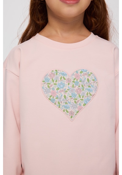 Made With Liberty Fabric Liberty Kumaş Kız Çocuk Sweatshirt Pembe