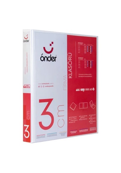 Önder Sunum Klasörü 4 Halkalı 30 Mm A4 Beyaz 2013-5 Çok Renkli
